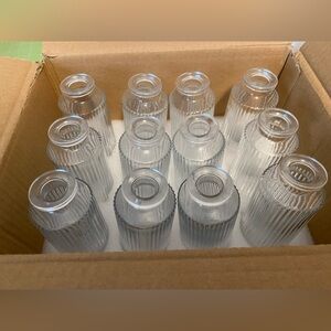 Set of Clear Glass Ribbed Vases